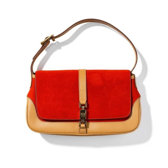 Gucci Handbags - GUCCI Vintage Y2K Suede Leather Piston Lock Jackie Small Shoulder‎ Bag Authentic